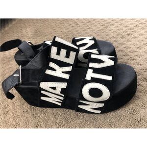 Jeffrey Campbell Rare Make Love Not War Black Platform Sandals 8.5